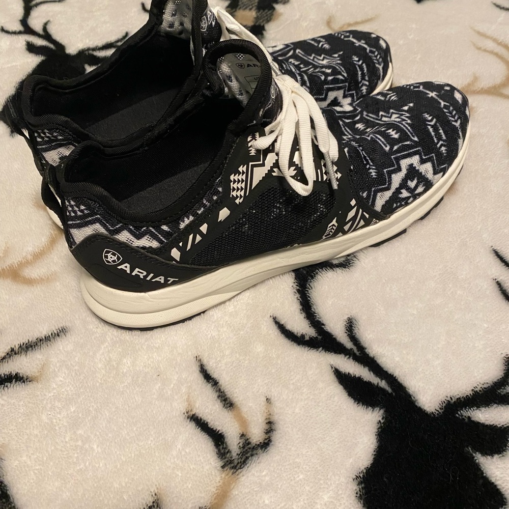 Ariat Black and White Geometric Sneakers